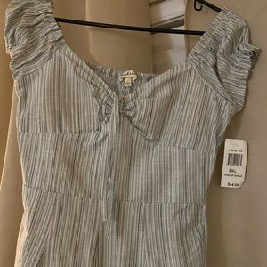 Short sleeve jumpsuit- light blue- small- elastic stretchable back